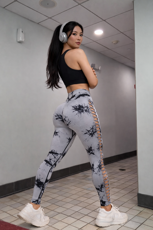 タイダイレースアップレギンス