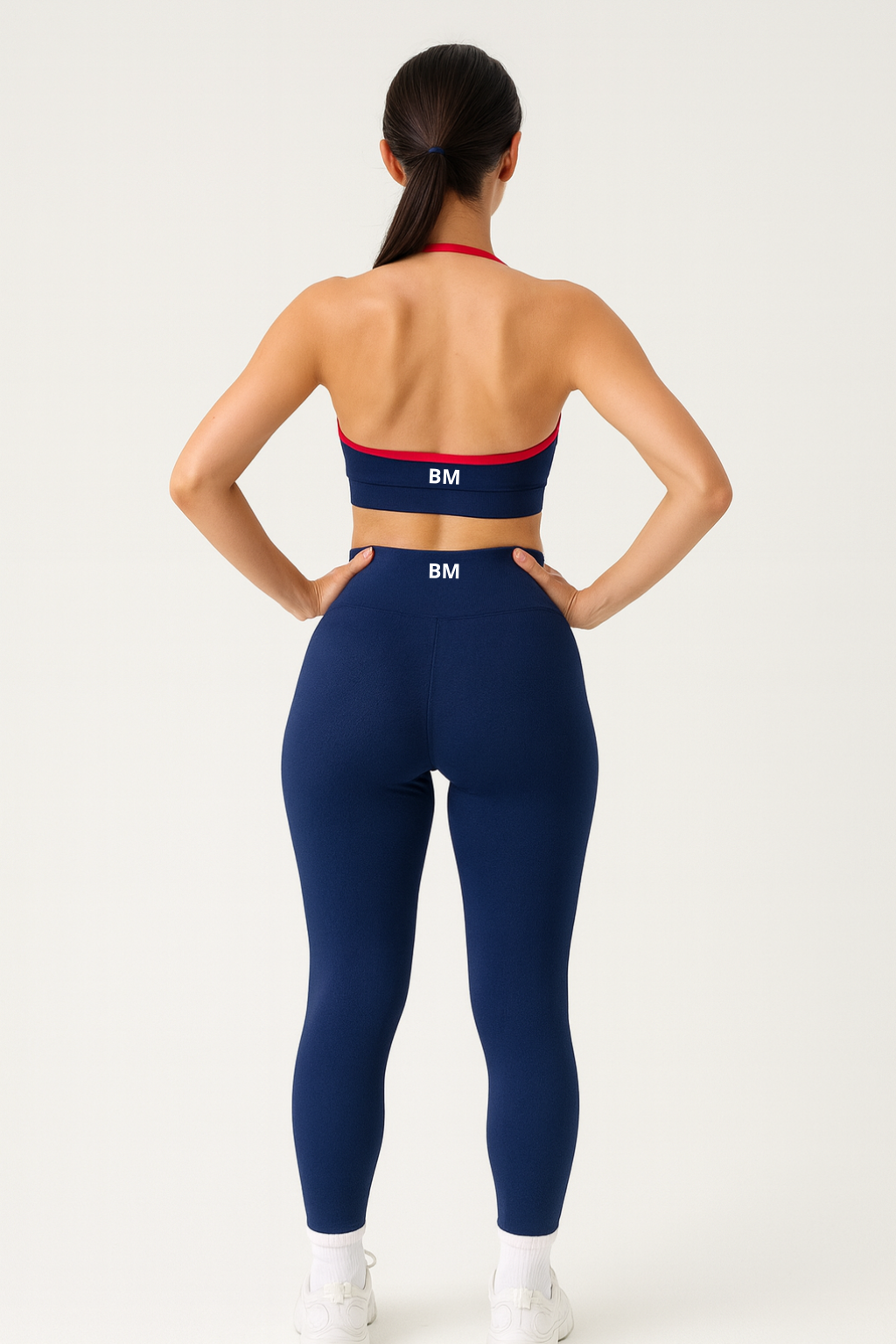 BM フィットウェア セット – ネイビーブルーにレッドのディテール