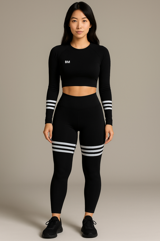 BM フィットウェア セット – ストライプ柄長袖