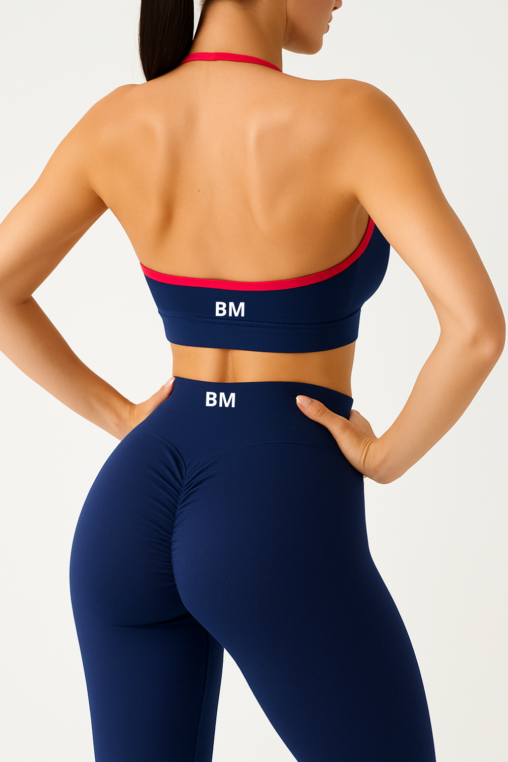 BM フィットウェア セット – ネイビーブルーにレッドのディテール